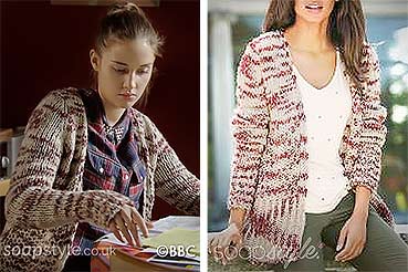 Lauren Branning red stripe cardigan on EastEnders