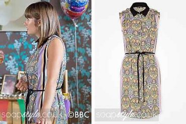 Alice Branning in EastEnders paisley shirt dress