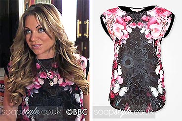 Roxy Mitchell's butterfly print top in EastEnders Roxy Mitchell's butterfly print top in EastEnders
