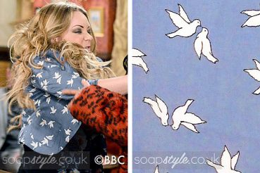 Roxy wearing a bird print jacket in EastEnders Roxy wearing a bird print jacket in EastEnders