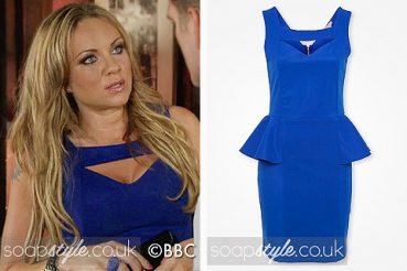 Roxy wearing a blue dress on EastEnders Roxy wearing a blue dress on EastEnders