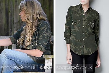 The camo shirt worn in EastEnders by Roxy Mitchell The camo shirt worn in EastEnders by Roxy Mitchell