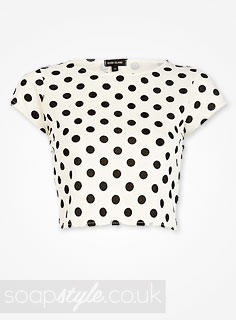 Theresa McQueen's polka dot crop top in Hollyoaks