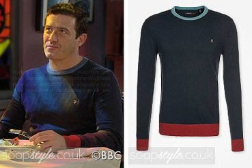 Carl White EastEnders Clothes navy jumper sweater