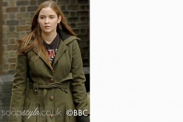 Lauren in EastEnders green military coat
