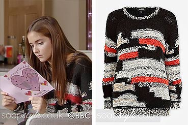 Lauren Branning EastEnders black, red and cream jumper