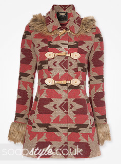 Whitney’s Fur Trim Navajo Pattern Duffle Coat