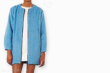 Maria Coronation Street blue fluffy coat