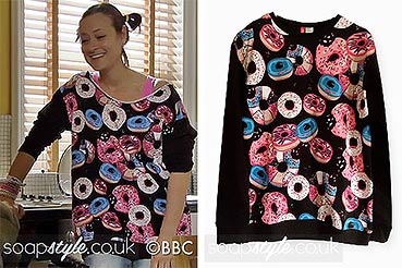 Tina in EastEnders doughnut jumper Tina in EastEnders doughnut jumper