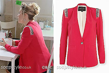 Linda’s Pink Embellished Shoulder Blazer on EastEnders