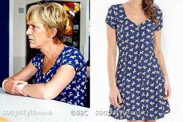 Jean Slater EastEnders clothes blue skottie dog dress Jean Slater EastEnders clothes blue skottie dog dress