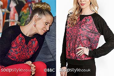Linda EastEnders Clothes - Black and Red Sweater