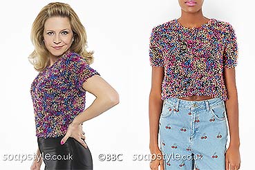 Linda multicolour fluffy top in EastEnders