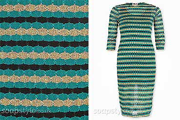 Maria’s Green & Gold Stripe Dress in Coronation St