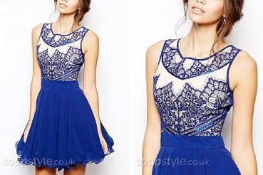 Tina in EastEnders blue lace dress