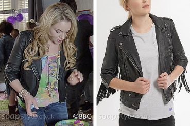 The biker jacket worn by Roxy on EastEnders The biker jacket worn by Roxy on EastEnders