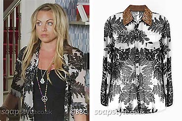 Roxy Mitchell's leaf print shirt worn on EastEnders Roxy Mitchell's leaf print shirt worn on EastEnders