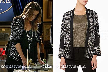 Carla’s Sparkly Beaded Jacket on Coronation Street
