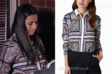 Alya pattern shirt on Coronation Street Alya pattern shirt on Coronation Street