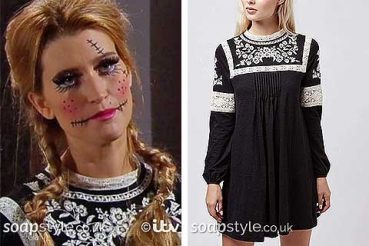 Debbie in Emmerdale Black & White Dress