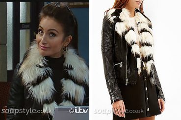 Leyla Harding Fur Collar Jacket on Emmerdale