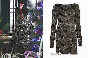 Kim's Black Sequin Zig Zag Dress in EastEnders