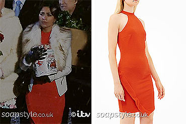 The orange dress worn by Priya on Emmerdale