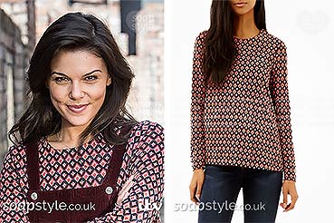 The geo print top worn by Kate on Corrie