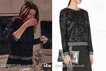Carla Connor black sparkle jumper top Coronation Street
