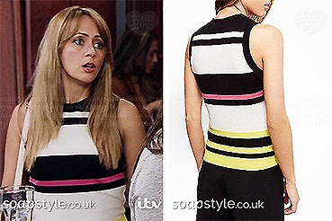 Maria's striped sleeveless top in Coronation St