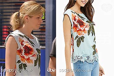 Leanne’s Lace Trim Floral Top on Corrie