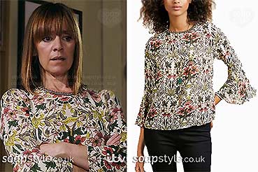 Rhona in Emmerdale Floral Top