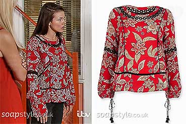 Kate Connor red floral top in Coronation Street