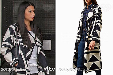 Alya’s Geo Pattern Coat on Coronation St