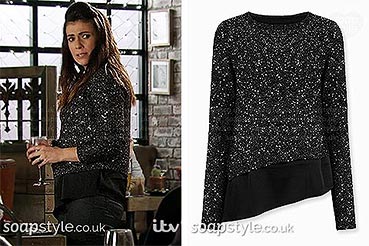 Michelle Connor black sequin jumper in Coronation Street Michelle Connor black sequin jumper in Coronation Street