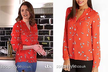Tracy Barlow red shell print shirt / blouse in Coronation Street