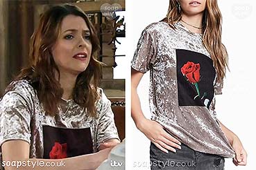 Tracy Barlow velvet top in Coronation Street