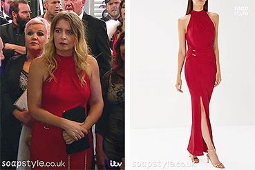 Charity red dress in Emmerdale this week