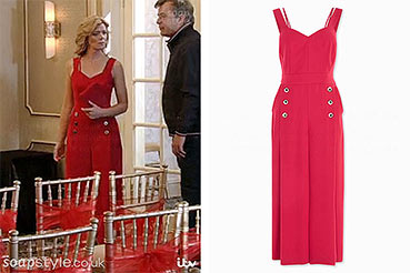 Leanne’s Pink / Red Jumpsuit on Corrie