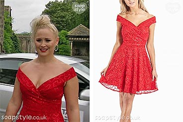 Tracy’s Red Dress in Emmerdale