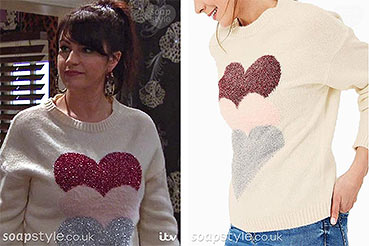 Kerry’s Three Heart Jumper on Emmerdale