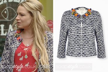 The cropped jacket in EastEnders worn by Roxy in EastEnders The cropped jacket in EastEnders worn by Roxy in EastEnders