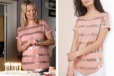 Pink sequin shirt worn by Kathy Beale on EastEnders
