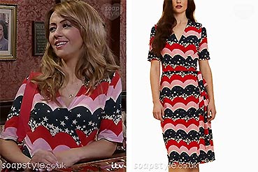 Maria Connor Red & Pink Star Dress on Coronation Street