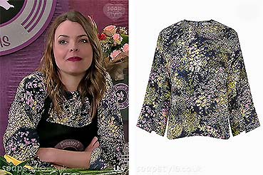 Tracy on Coronation Street yellow and pink flower print top Tracy on Coronation Street yellow and pink flower print top