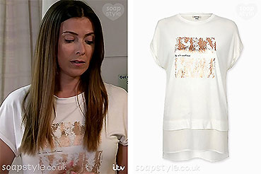 T-shirt worn by Michelle Connor on Coronation Street T-shirt worn by Michelle Connor on Coronation Street