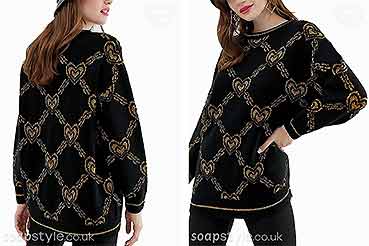 Whitney Black & Gold Heart Chain Jumper on EastEnders