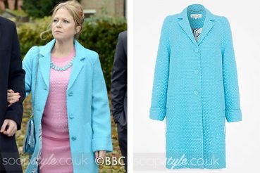 Light blue coat worn by Linda on EastEnders Light blue coat worn by Linda on EastEnders