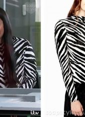 Black & white zebra top Alya wears on Coronation Street