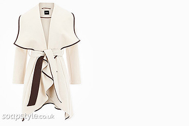 Diane cream wrap coat worn on Hollyoaks